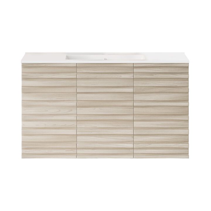 Cascade 36" Wall-Mounted Bathroom Vanity in White Oak with Sink Top
