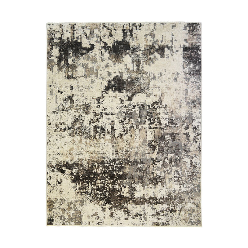 HomeRoots Abstract Distressed Area Rug With Fringe image number 0