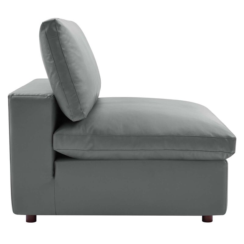 Commix Down Filled Overstuffed Vegan Leather Armless Chair image number 2