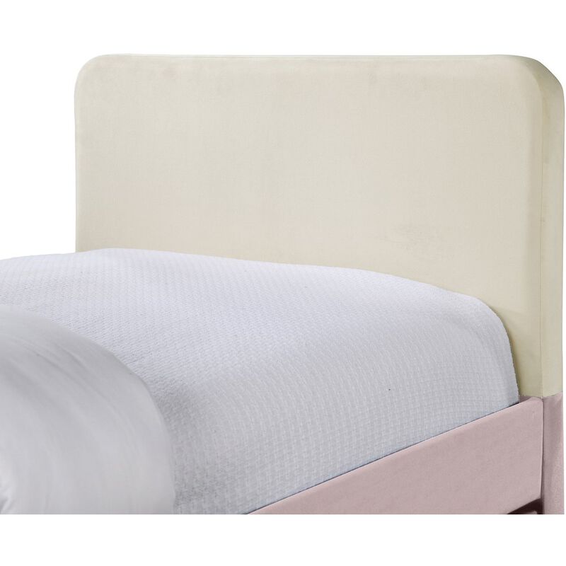 Meridian Furniture Ivy Pink & Cream Velvet Twin Trundle/Storage Bed