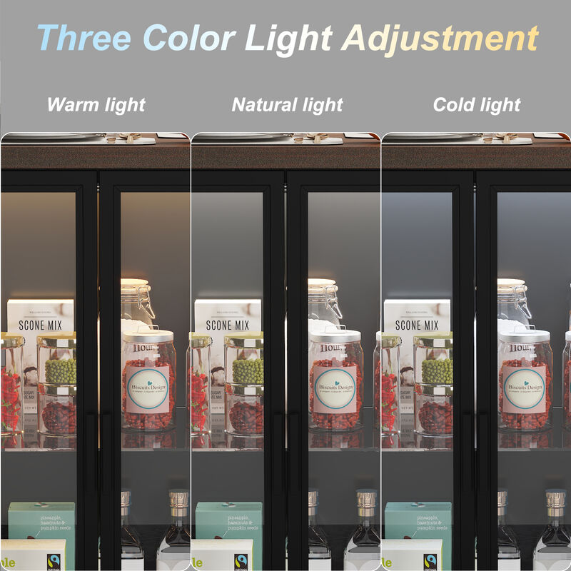 FUFU&GAGA Black Mdf Base with Mdf Top Kitchen Island (36.6-in x 77.6-in x 30.3-in),Black