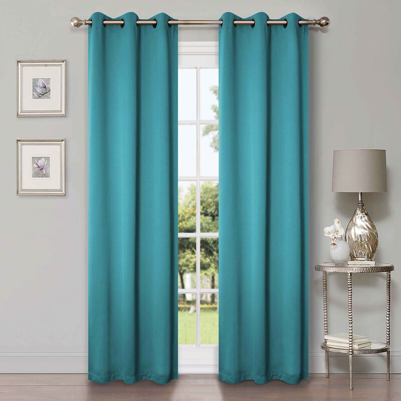 Set of 2 Blackout Curtains Rod Pocket Solid Room Darkening image number 1