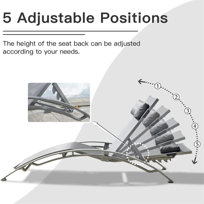 Streamdale 2 Outdoor Chaise Lounge Chairs with Adjustable Backrest