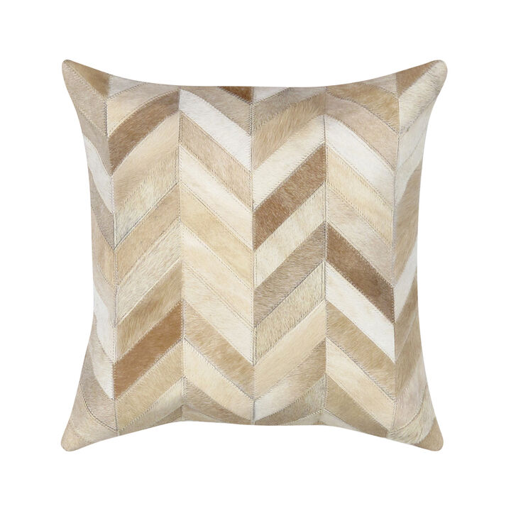 Pasargad Home Safari Chevron L. Brown Cowhide Throw Pillow