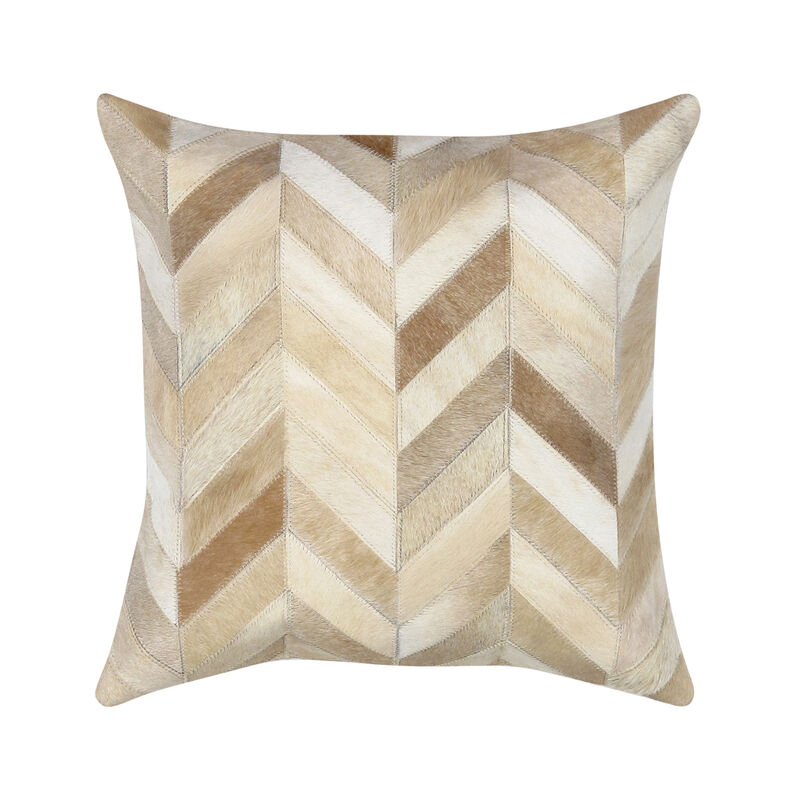 Pasargad Home Safari Chevron L. Brown Cowhide Throw Pillow image number 0