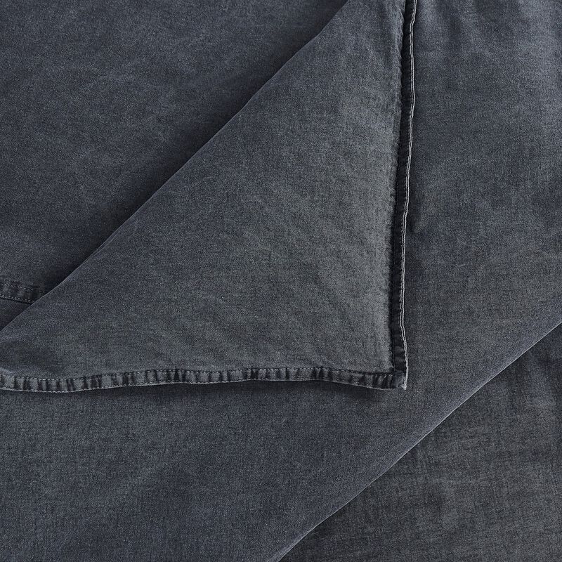 Stonewashed Charcoal Cotton Canvas King Duvet Cover Set image number 2
