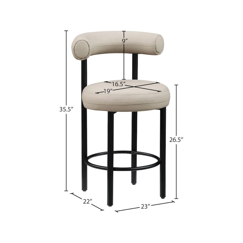 Meridian Furniture Bordeaux Vegan Leather Counter Stool, Set of 2