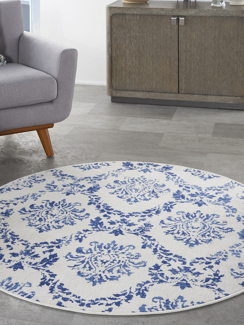 Whimsicle WHS01 Ivory/Navy 5' x Round Rug