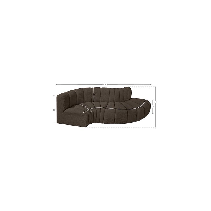 Meridian Furniture Arc Brown Boucle Fabric Modular Sofa
