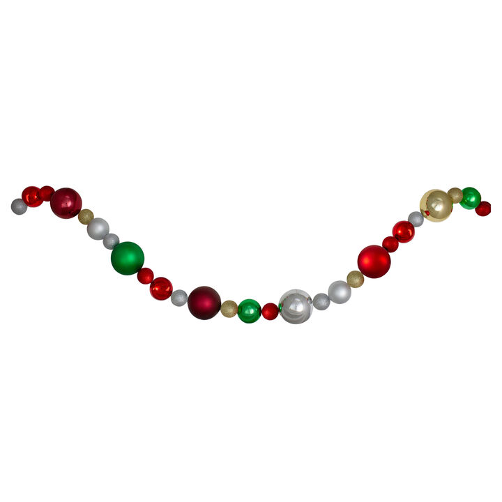 6' Traditional Colored Shatterproof Ball Artificial Christmas Garland - Unlit