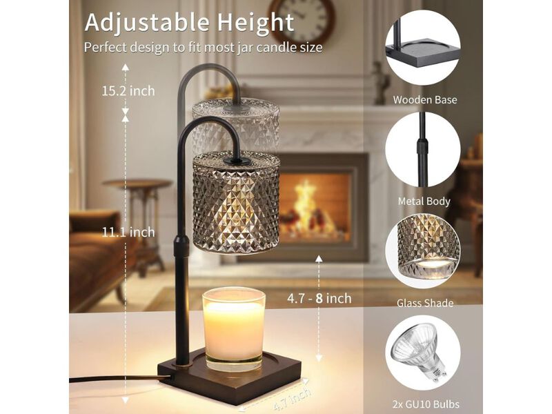 Candle Warmer Lamp with Timer Dimmer Adjustable Height Wax Melt Lamp image number 2