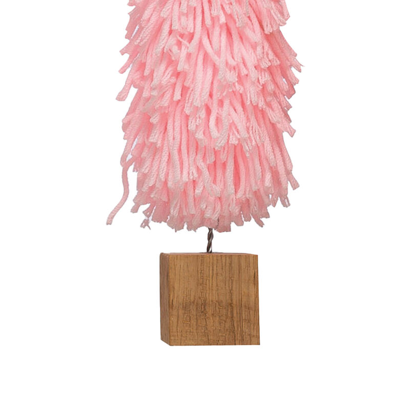 Fabric Yarn Tree with Wood Block Base, Pink image number 2