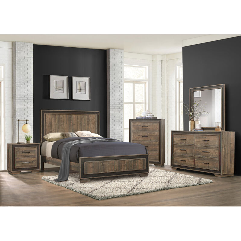 Modern Line Design Two-Tone Finish 1pc Queen Size Bed Attractive Bedroom Furniture