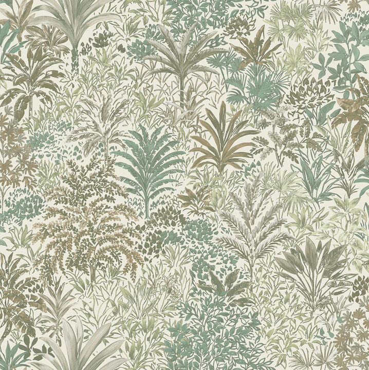 Meilani Green Palm Landscape Wallpaper