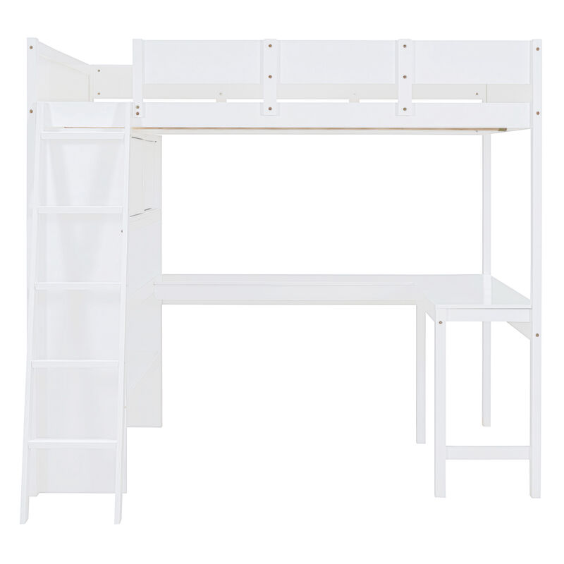 Merax Loft Bed with Desk and Shelf