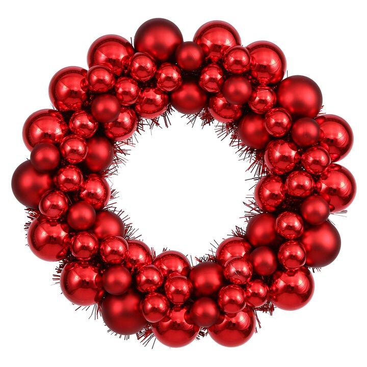 Vickerman Ball Wreath, 22-Inch, Red