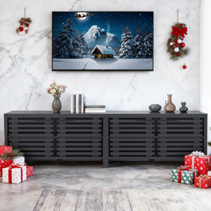 76" Modern Black Modular TV Stand,  Entertainment Center with Storage