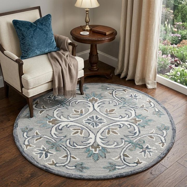 HomeRoots Round Filigree Area Rug