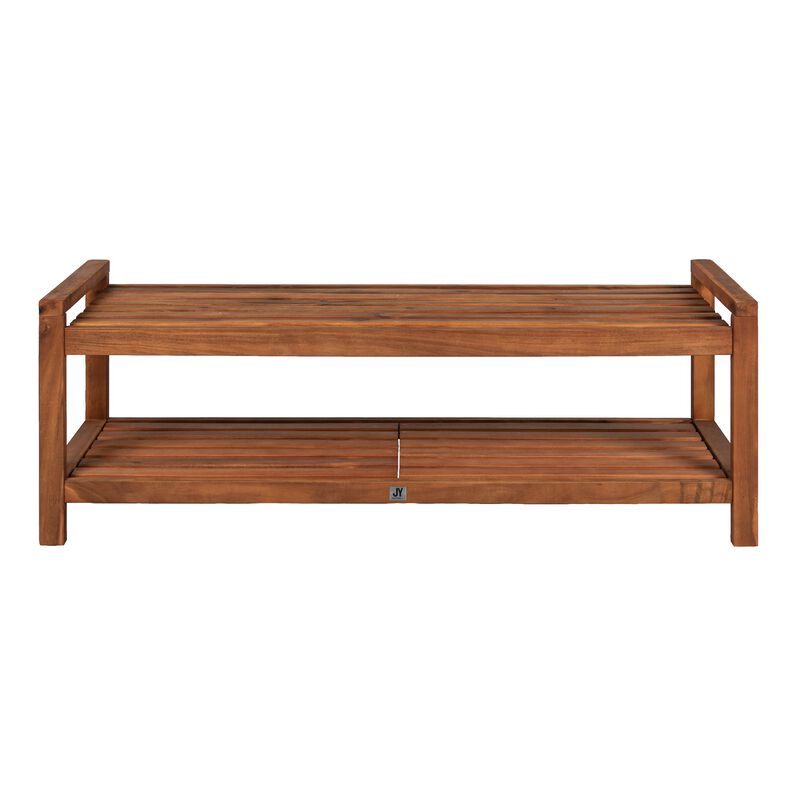 BlaneSeat Mid Century Modern Acacia Wood Slat Outdoor Garden Patio Bench