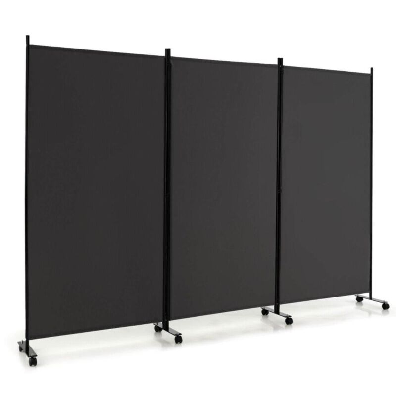 Hivvago 3 Panel Folding Room Divider with Lockable Wheels