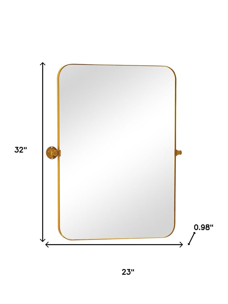 HomeRoots 32" Gold Iron Tilting Framed Accent Mirror image number 4