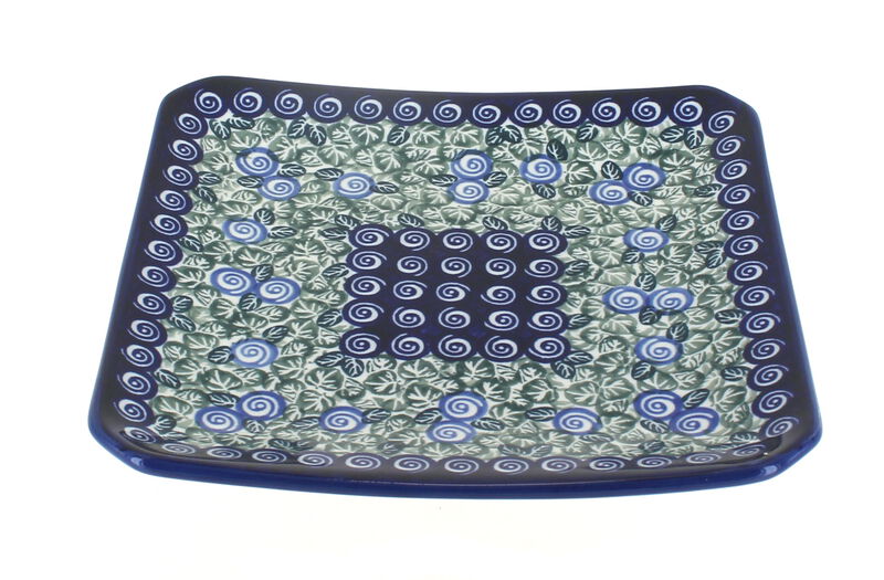 Blue Rose Polish Pottery Zara Square Dessert Plate