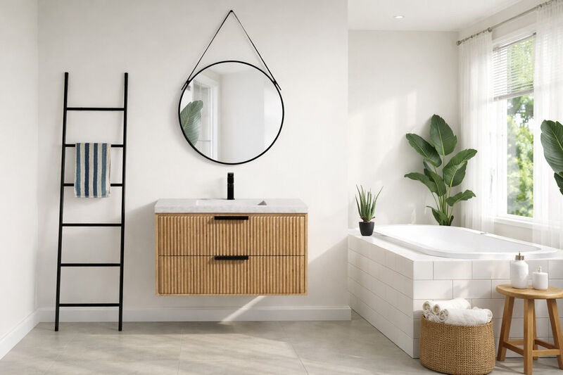 Diego 36" Floating Bathroom Vanity Weathered Fir image number 4