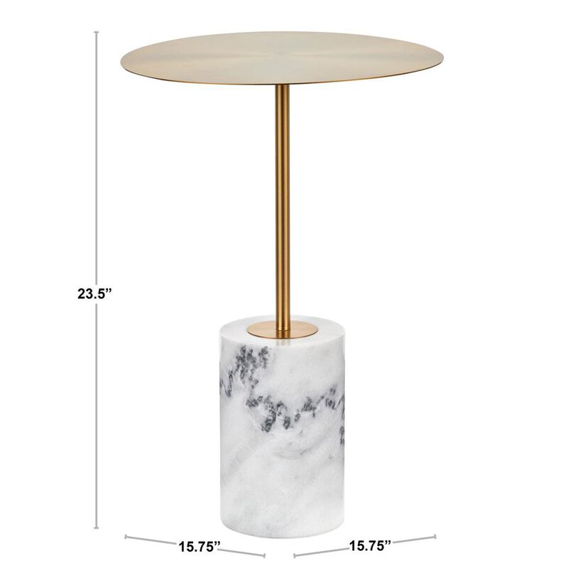 LumiSource Gold Metal, White Marble Symbol Side Table