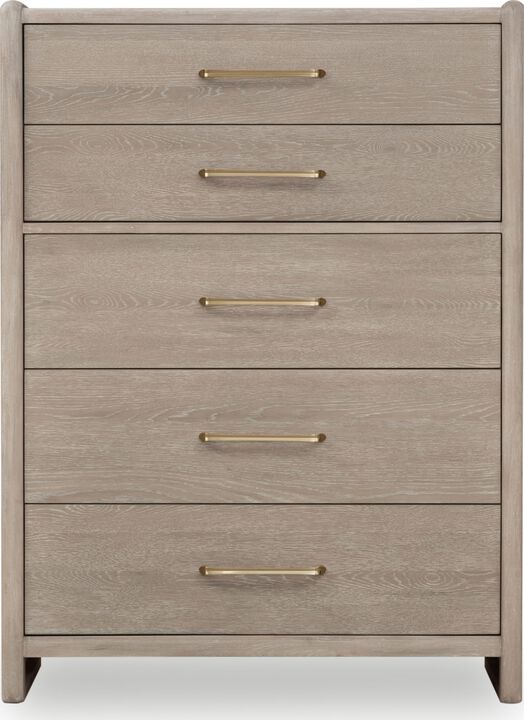 Gardenia Five Drawer Oak Wood Chest in Chai