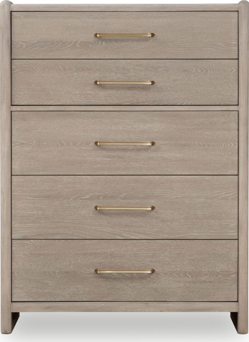 Gardenia Five Drawer Oak Wood Chest in Chai