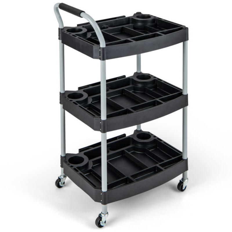 3-Tier Rolling Utility Cart with Lockable Wheels for Garage and Salon image number 0