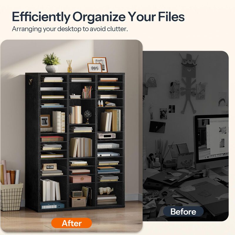 Document Sorting Shelf with 48 Compartments for Documents, Files and Paper-Black image number 3