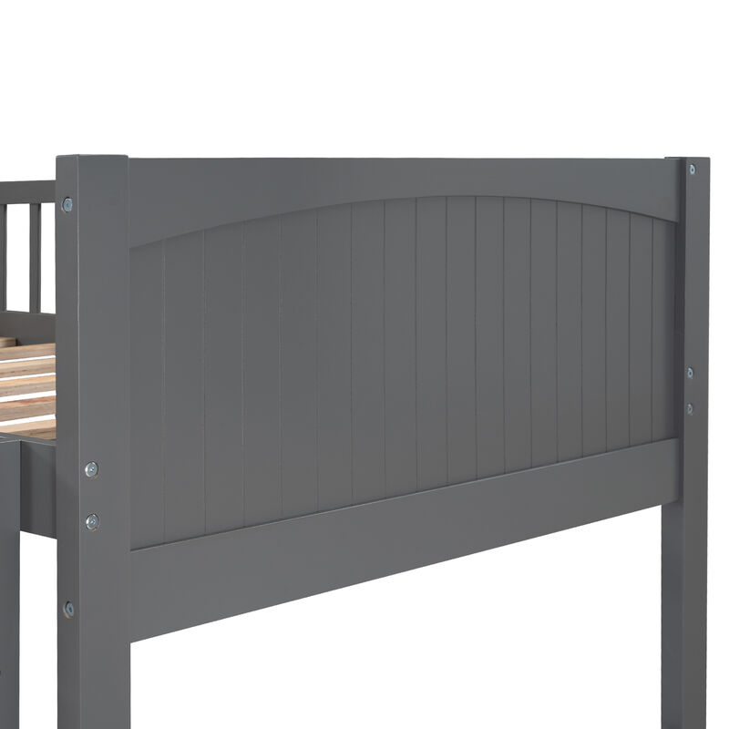 Whisen Twin Size Bunk Bed with a Loft Bed attached, with Two Drawers