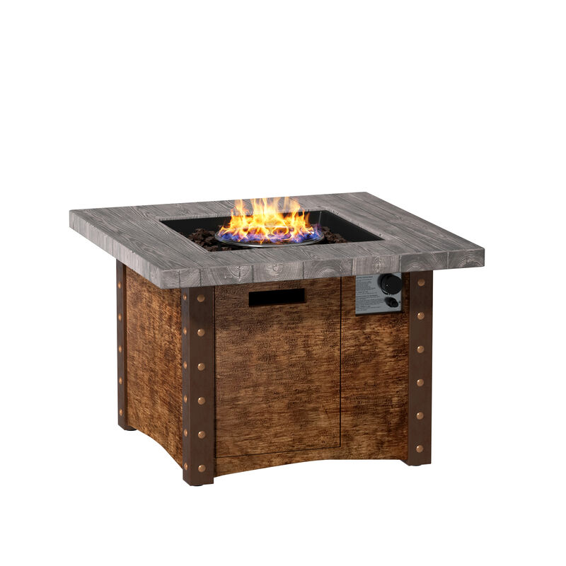34.5 inch  Propane Fire Pit Table with 50000 BTU Auto-Ignition Propane Gas Firepit with Waterproof Cover