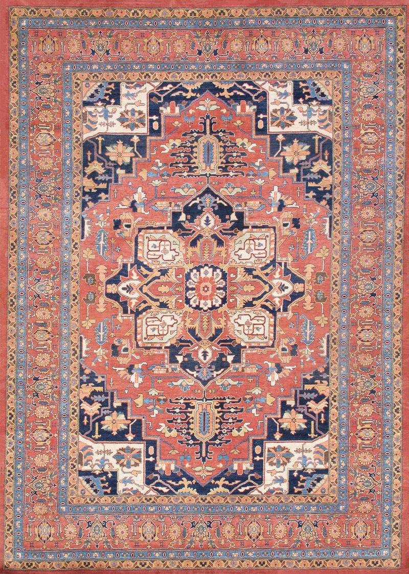 Pasargad Home Serapi Hand-Knotted Wool Rust Area Rug- 9' 9'' X 13'11'' image number 0