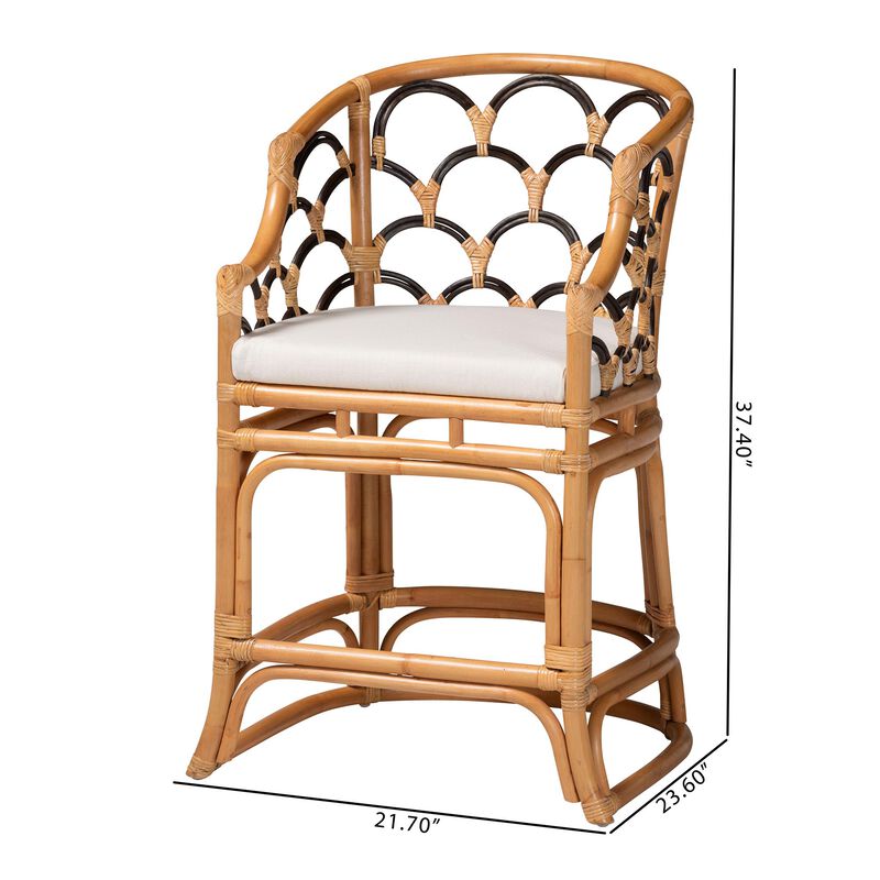 bali & pari Veneto Natural Rattan Counter Stool with Scalloped Back image number 8