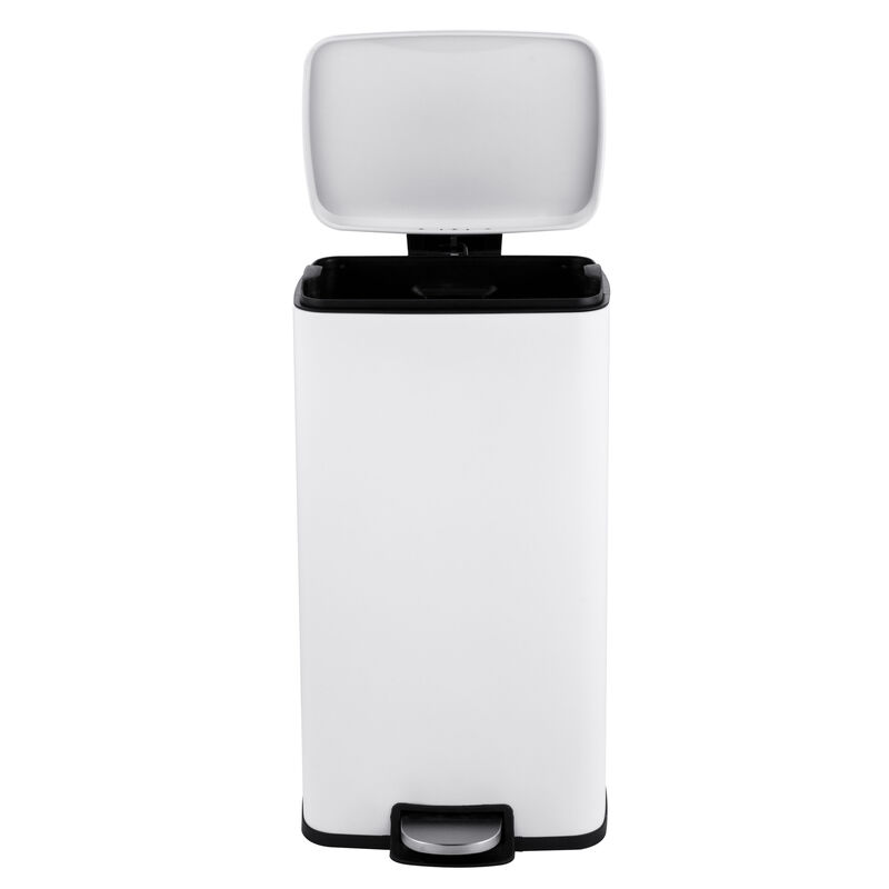 8 Gallon Stylish Rectangular Shape Matt White Trash Can