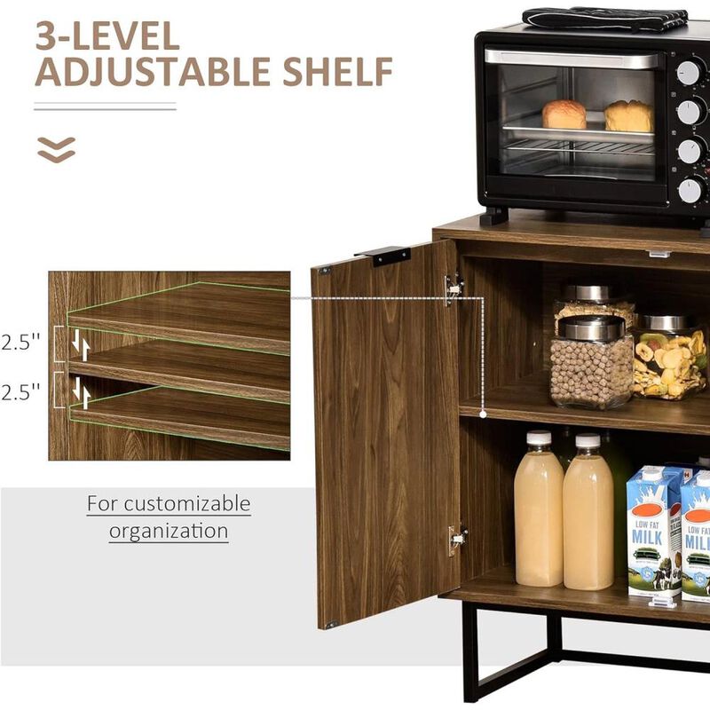 Hivvago Modern Entryway Sideboard Buffet Dining Storage Cabinet in Walnut Wood Finish