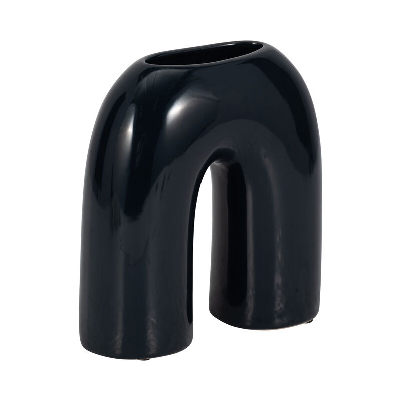 8" Horseshoe Vase, Navy Blue image number 2