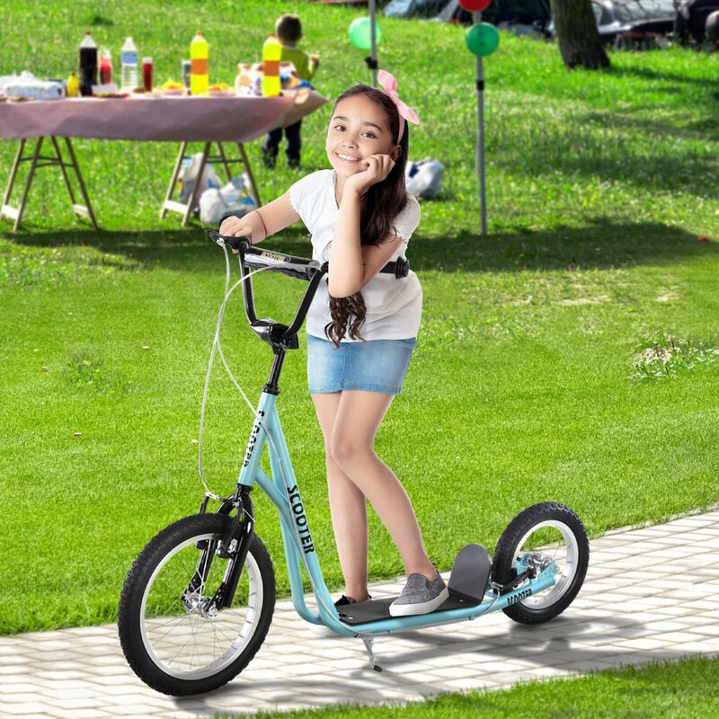 BreeBe Teens Youth Scooter Ride On Toy with Adjustable Handlebar, Dual Brakes, and Inflatable Wheels image number 1