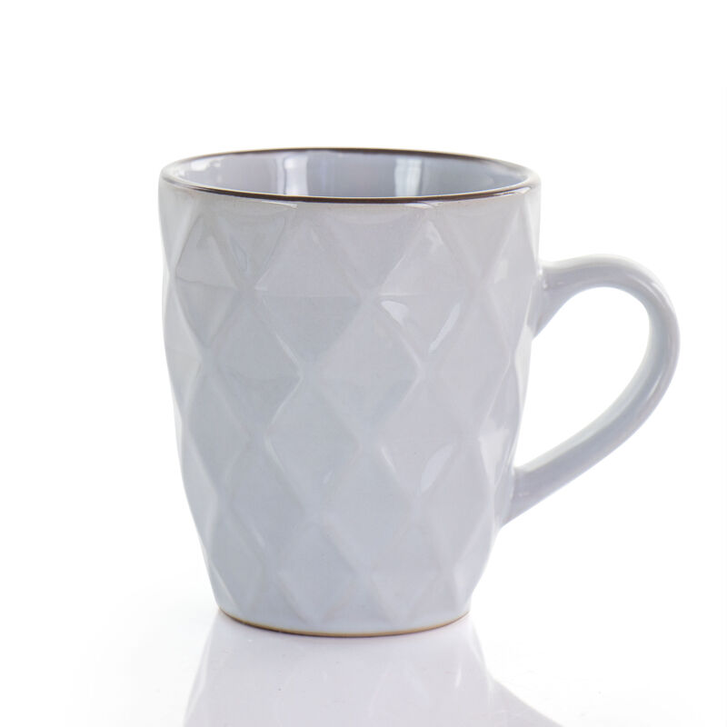 Elama Diamond Waves 6-Piece 12 oz. Mug Set with Stand, Assorted Colors