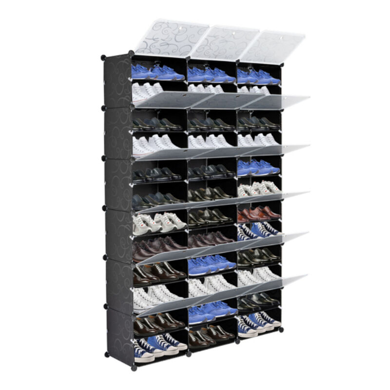 12-Tier Portable Shoe Rack Organizer, 72 Pair Storage Cabinet with 36 Grids for Heels, Boots, Slippers