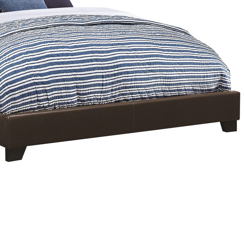 Leather Upholstered California King Size Platform Bed, Brown-Benzara