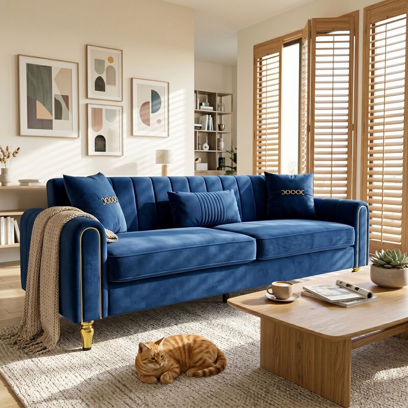 Dosjig Glam Tufted Velvet Sofa image number 3