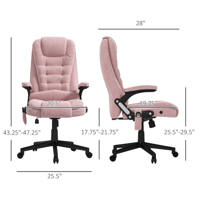 Pink 6-Point Vibrating Massage Chair: Heated, High Back, Remote