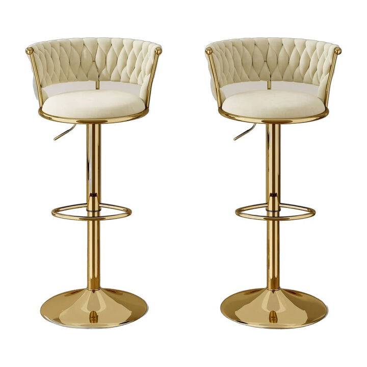 Leather Swivel Bar Stools Set of 2, Steady Adjustable Counter Height Stools with Back, Iron Frame 360&deg; Kitchen Island Chairs for Commercial Use, Workshop