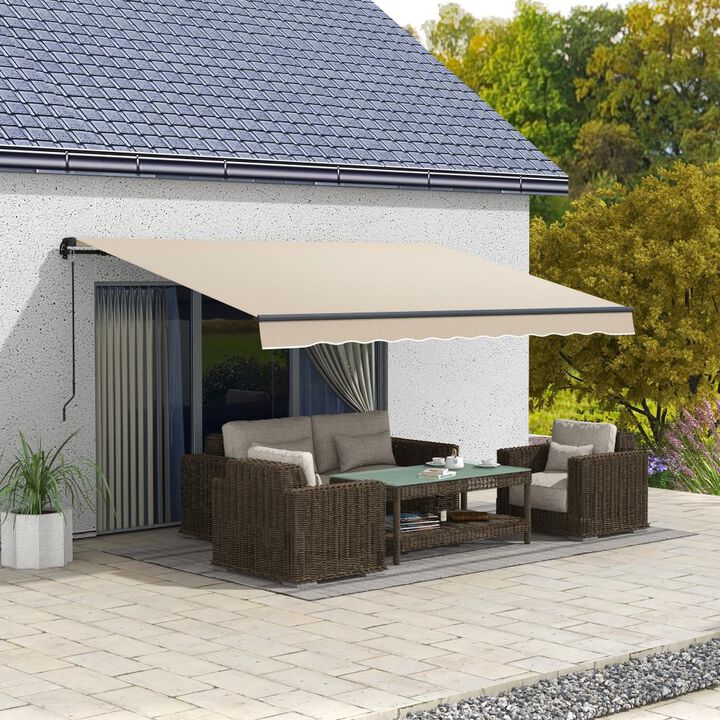 Hivvago Manual Retractable Patio Awning for Deck or Yard