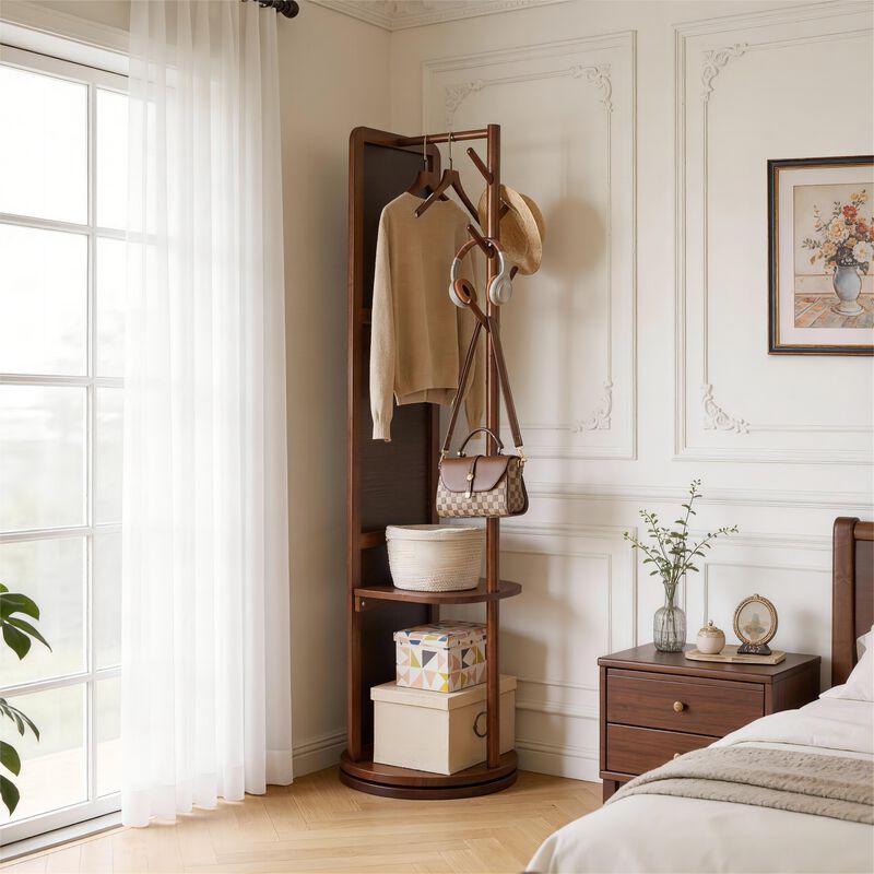 Wulirn Full Length Mirror with Coat Rack & Storage Shelves image number 3