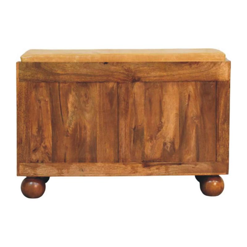 Artisan Furniture Solid Wood Bola Shoe Storage Bench, 2 Drawers, 4 shelves, Orange and Brown image number 7
