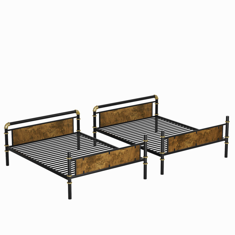 Detachable Metal Bunk Bed with Safety Guard Rails &ndash; Industrial Style for Teen Bedrooms